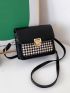 Mini Houndstooth Graphic Flap Square Bag