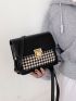 Mini Houndstooth Graphic Flap Square Bag