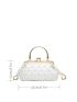 Mini Faux Pearl Decor Quilted Satchel Bag