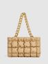 Quilted Zipper Ruched Bag