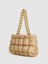 Quilted Zipper Ruched Bag