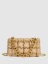 Quilted Zipper Ruched Bag