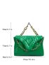 Metallic Quilted Flap Chain Square Bag