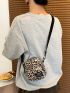 Mini Leopard Letter Patch Crossbody Bag