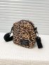 Mini Leopard Letter Patch Crossbody Bag