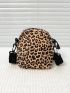 Mini Leopard Letter Patch Crossbody Bag