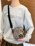 Mini Leopard Letter Patch Crossbody Bag