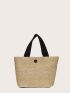 Minimalist Snap Button Straw Bag