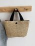 Minimalist Snap Button Straw Bag