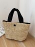 Minimalist Snap Button Straw Bag