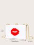 Lips Graphic Chain Box Bag