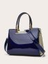 Metal Edge Artificial Patent Leather Tote Bag