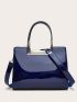 Metal Edge Artificial Patent Leather Tote Bag