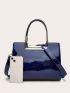 Metal Edge Artificial Patent Leather Tote Bag