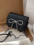 Mini Rhinestone Bow Decor Flap Crossbody Bag