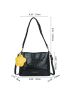 Letter Graphic Crocodile Embossed Bucket Bag With Bag Charm