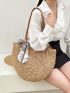 Twilly Scarf Decor Straw Bag