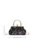 Sequin Decor Kiss Lock Satchel Bag