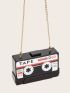 Letter Graphic Chain Box Bag