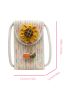 Sunflower Decor Flap Straw Bag