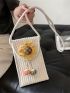 Sunflower Decor Flap Straw Bag