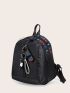 Zip Front Backpack With Bag Charm