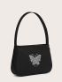 Rhinestone Butterfly Decor Waterproof Baguette Bag