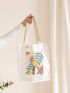 Bird & Leaf Print Tote Bag