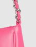 Minimalist Chain Zipper Baguette Bag