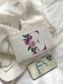 Letter & Floral Graphic Square Bag