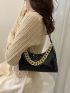 Crocodile Embossed Chain Baguette Bag