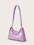 Chain Decor Croc Embossed Shoulder Bag