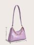 Chain Decor Croc Embossed Shoulder Bag