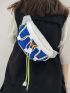 Colorblock Drawstring Design Waist Bag