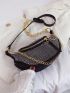 Rhinestone Decor Chain Waist Bag