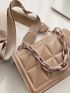 Mini Geometric Embossed Flap Chain Square Bag