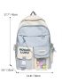 Letter Graphic Colorblock Chain Decor Backpack