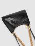 Crocodile Embossed Chain Baguette Bag