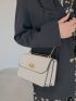 Mini Crocodile Embossed Turn Lock Chain Square Bag