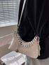 Crocodile Embossed Chain Baguette Bag