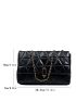 Quilted  Metal Lock Flap Chain Square Bag