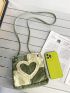 Heart Pattern Raw Trim Square Bag