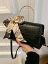 Crocodile Embossed Twilly Scarf Decor Flap Square Bag