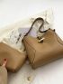 Litchi Embossed Bucket Bag With Inner Pouch