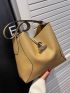 Litchi Embossed Bucket Bag With Inner Pouch