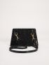 Crocodile Embossed Square Bag