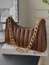 Striped Chain Baguette Bag