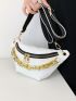 Crocodile Embossed Chain Decor Waist Bag