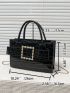 Crocodile Embossed Buckle Decor Square Bag