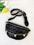 Quilted Metal Heart Decor Waist Bag